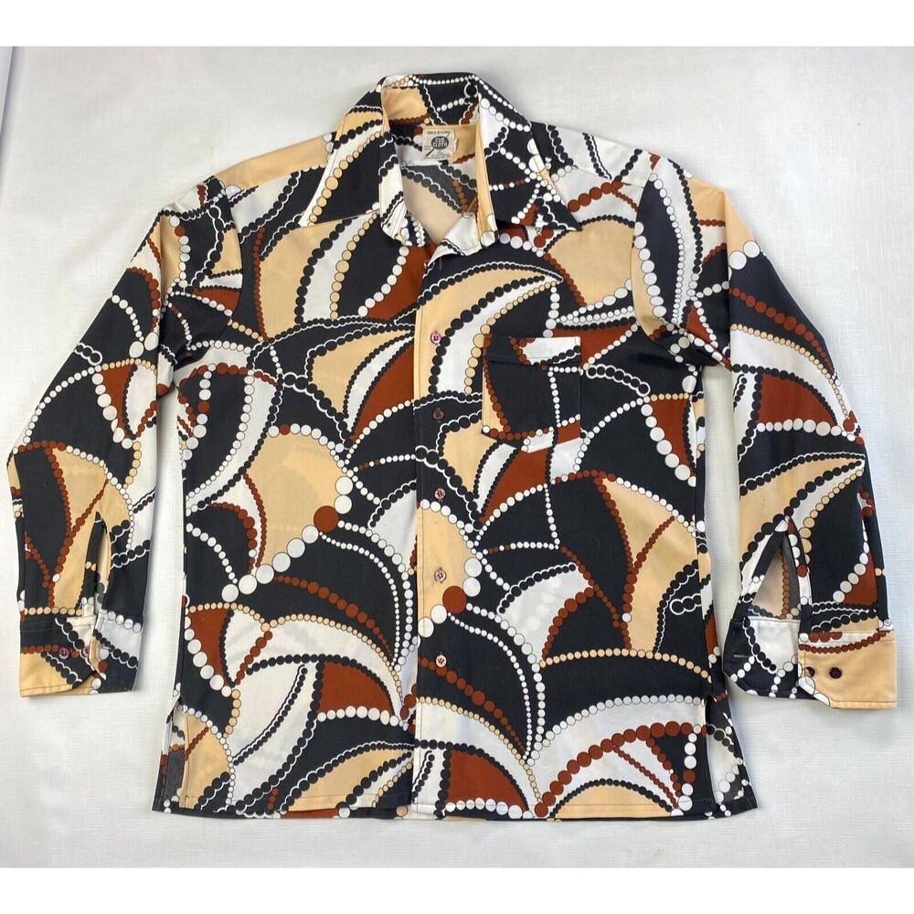 CUE CLOTH Troy California BILLIARDS POOL Long Sleeve Button Up! Vintage Sz XL